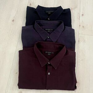 John Varvatos Men's Light-Weight 100% Cotton Dress Shirts -3 Pack Size LX